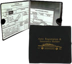 ESSENTIAL Car Auto Insurance Registration BLACK Document Wallet Holders [BUNDLE, 2pcs] - Automobile, Motorcycle, Truck, Trailer Vinyl ID Holder &amp; Visor Storage - Strong Closure On Each - Necessary in Every Vehicle - 2 Pack Set