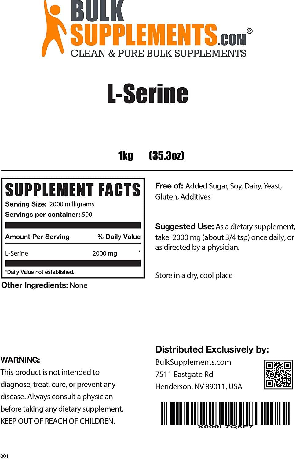 BulkSupplements.com L-Serine Powder - Brain Supplement - Memory Supplements - Amino Acid Supplement (5 Kilograms - 11 lbs)