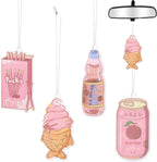 Car Air Freshener Incense Chips Scented Ornament, Car Rearview Mirror Pendant, 4 Styles and Scents Hanging Ornament Vent Decoration Cute Aromatic For Party Supplies (Snacks Kawaii)
