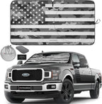 Autoamerics 1-Piece Windshield Sun Shade Gray Camo American Flag USA  - Foldable Car Front Window Sunshade for Most Sedans SUV Truck - Blocks Max UV Rays and Keeps Your Vehicle Cool - X-Large