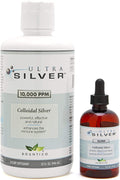 Ultra Silver® Colloidal Silver | 10,000 PPM, 32 Oz (946mL) | Mineral Supplement | True Colloidal Silver - 4 oz Dropper Bottle (Empty) Included for Dispensing!