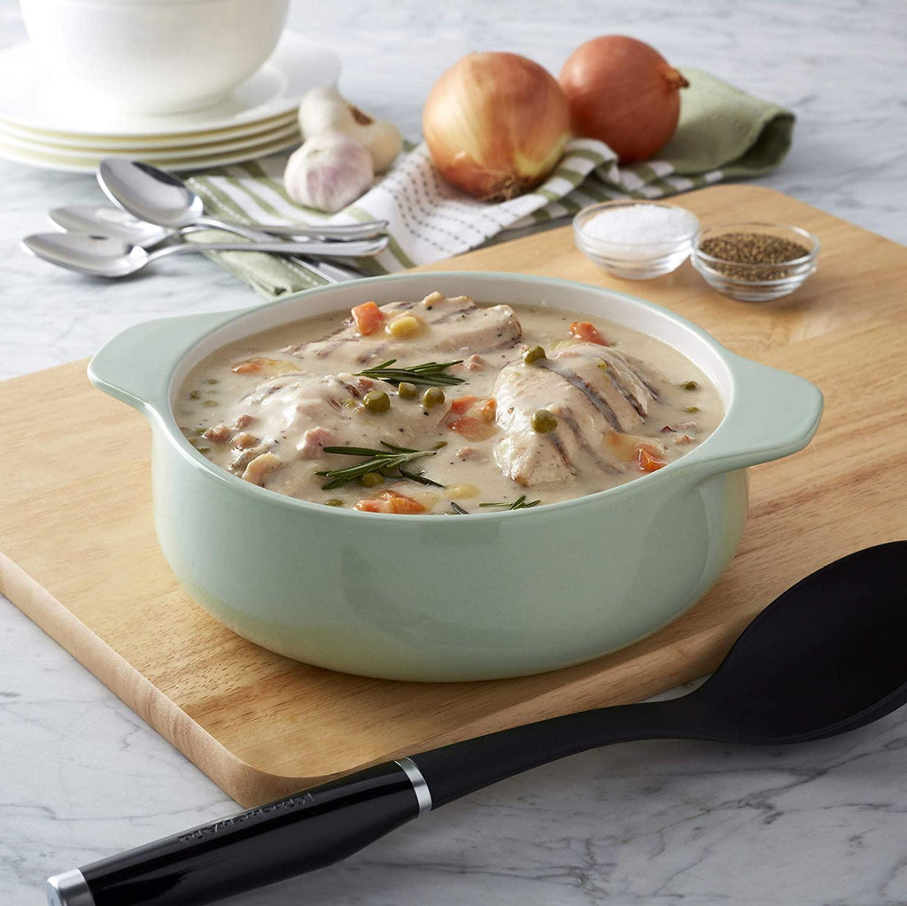 KitchenAid Vitrified Stoneware Round Casserole Baker, 2-Quart, Pistachio