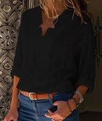 Ladies V-neck simple cozy shirt