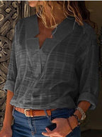 Ladies V-neck simple cozy shirt