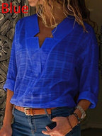 Ladies V-neck simple cozy shirt