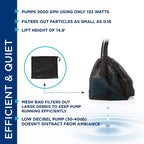 Alpine Corporation 3000 GPH Vortex Energy-Saving Pump for Ponds, Fountains, Waterfalls, and Water Circulation