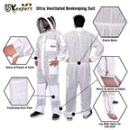 USKEEPERS 3 Layer Bee Suit, Apiarist Ultra Ventilated Beekeeping Suit for Men & Women with Beekeeper Gloves Two Veils, Beekeepers Professional and Beginner Beekeepers. (L), White