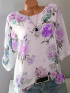 Round Neck Loose Fitting Print Short Sleeve T-Shirts