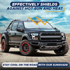 EcoNour Truck Sun Shade for Windshield | Front Truck Window Shade for Maximum UV Rays and Sun Heat Protection | Truck Sun Shield for Breezy Cool Interior | Fits Most Sedans, SUVs, and Trucks.