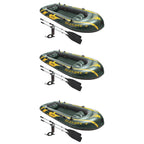 Seahawk 4 Inflatable 4 Person Boat Raft Set with Oars &amp; Air Pump (3 Pack)