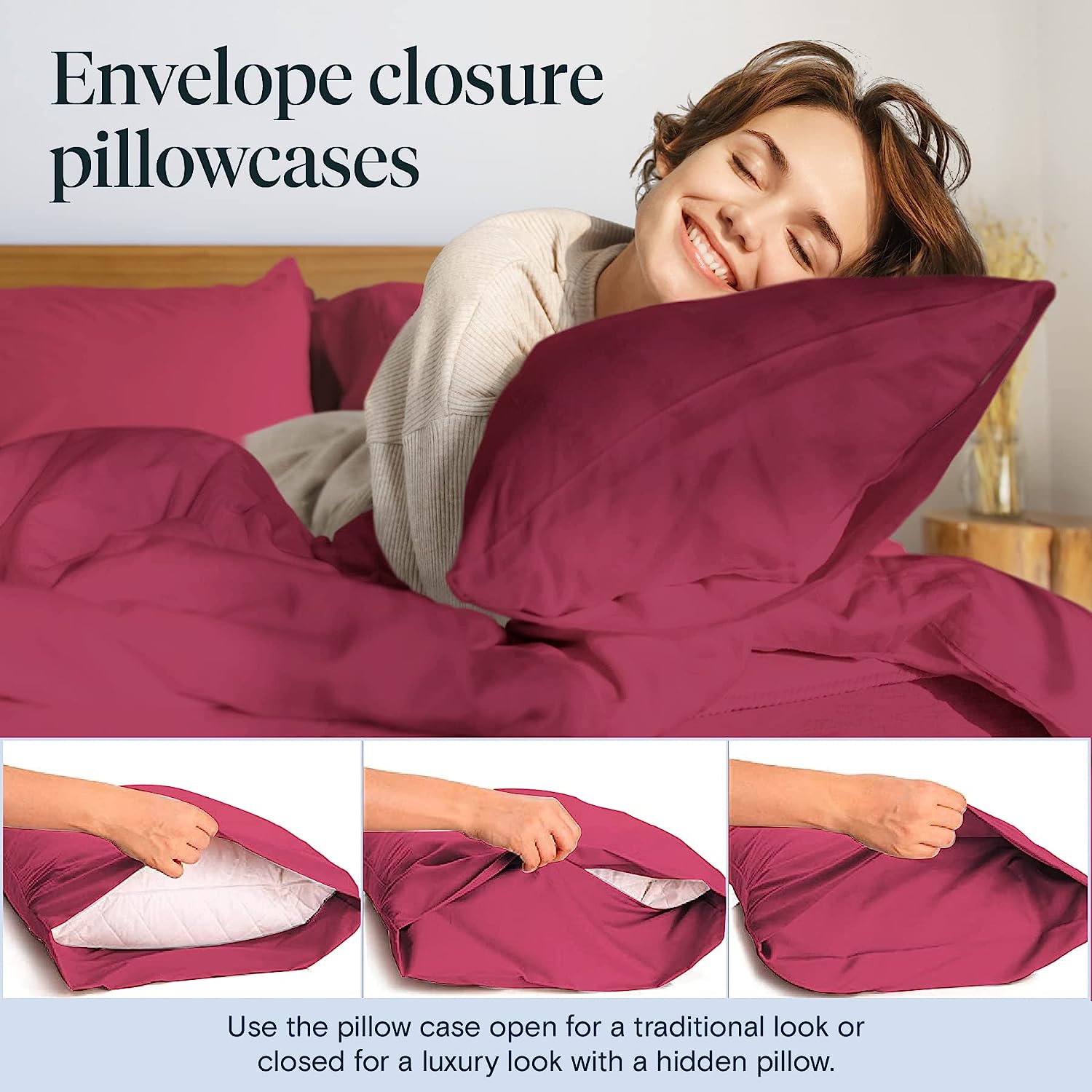 LuxClub 6 PC Queen Sheet Set Bamboo Sheets Deep Pockets 18" Eco Friendly Wrinkle Free Cooling Sheets Machine Washable Hotel Bedding Silky Soft - Burgundy Queen