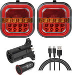 Wireless Trailer Lights for Towing, 2 Pcs Rechargeable LED Magnetic Tail Light Kit for Tow Truck, Waterproof Durable Tow Lights Kit for Boat Utility RV Camper Jet Ski Boats Caravan (4 Way Connector)