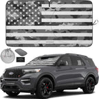Autoamerics 1-Piece Windshield Sun Shade Gray Camo American Flag USA  - Foldable Car Front Window Sunshade for Most Sedans SUV Truck - Blocks Max UV Rays and Keeps Your Vehicle Cool - Medium