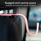 Amooca Universal Car Headrest Hooks, Car Organizer Hanger Storage Hooks for Bag Purse Cloth Grocery (Pink Set of 4)