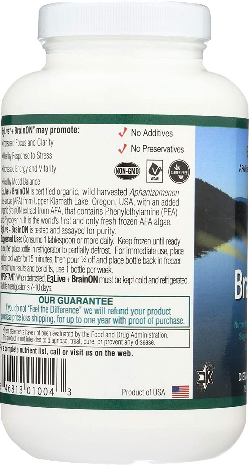 E3Live BrainOn Dietary Supplement, Unflavored, 16 Ounce