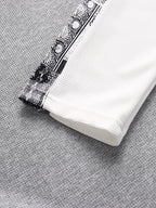 mens texture paisley print stitching sweatshirt casual pullover two pieces outfits