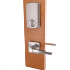 Square Satin Nickel Electronic Keypad Single Cylinder Deadbolt with TonbridDoor Lever Combo Pack