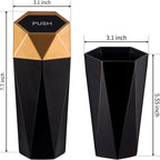 JUSTTOP Car Trash Can with Lid, Diamond  Small Automatic Portable Trash Can, Easy to Clean, Used in Car Home Office (Gold)