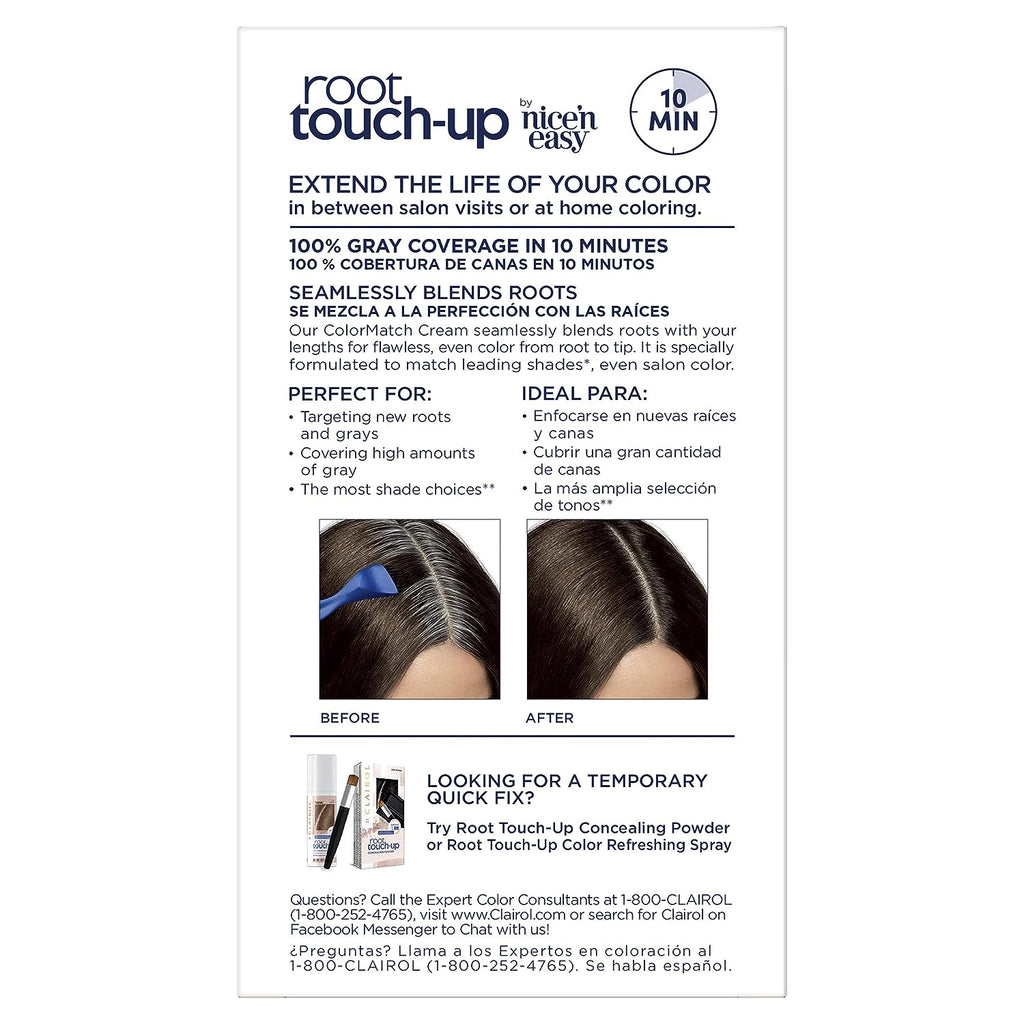 Clairol Root Touch-Up by Nice'n Easy Permanent Hair Dye, 2 Black Hair Color, (Pack of 2)