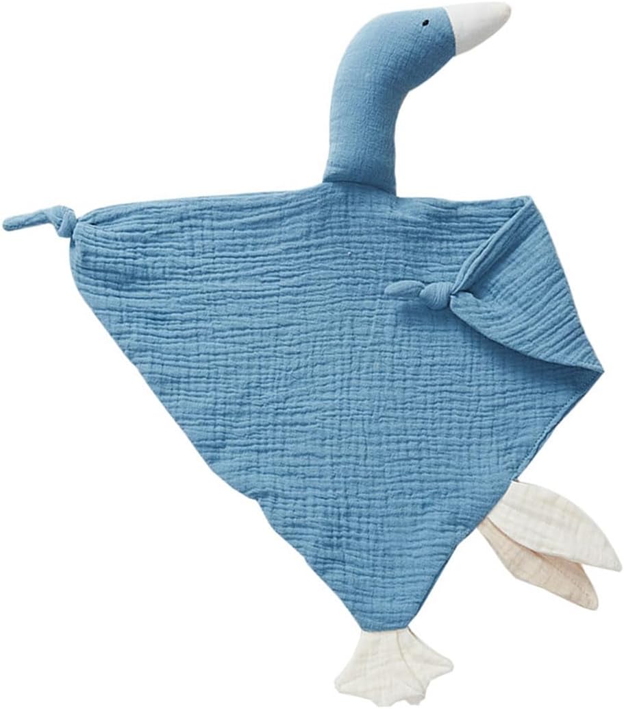 Goose Lovey Muslin Cotton Baby Blanket, Soft Breathable Lovies for Babies, Muslin Fabric for Comfortable Sleep & Play(Black Green)