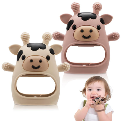 2 Pack Baby Teething Toy for 3-6 6-12 Months, Silicone Bunny Teething Mitten, Anti Drop Wrist Hand Baby Teethers 0 3 6 9 12 Months for Babies Sucking Needs