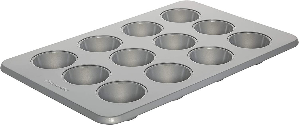 KitchenAid Nonstick Aluminized Steel Muffin Pan, 12-Cup, Silver