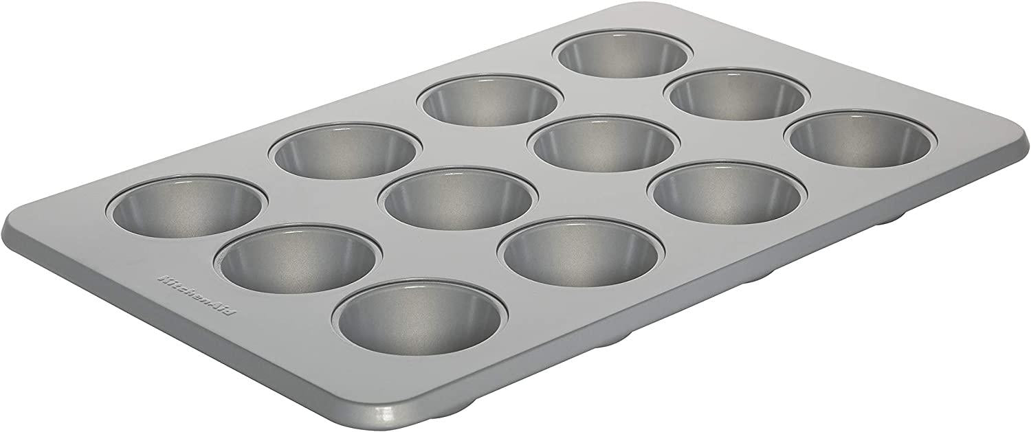 KitchenAid Nonstick Aluminized Steel Muffin Pan, 12-Cup, Silver