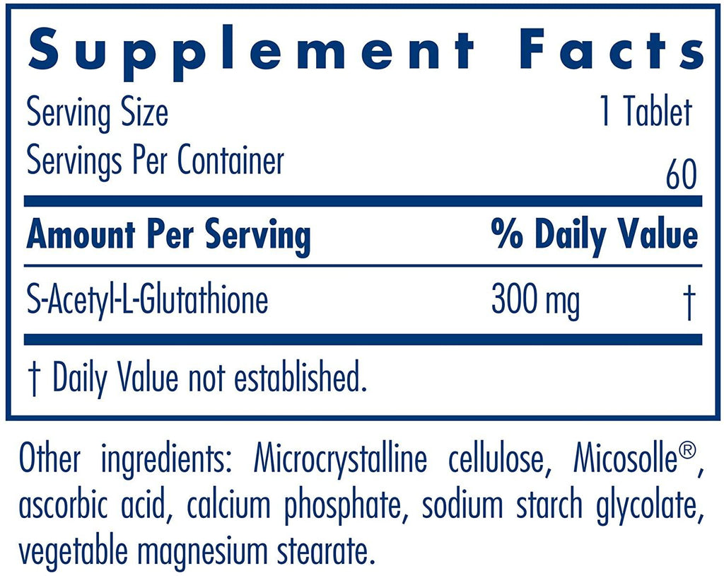 Allergy Research Group - Acetyl Glutathione 300mg - Well-Absorbed, Hypoallergenic - 60 Tablets