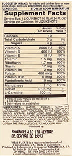 Vital Fuerte Liquid Shot Multivitamin & Mineral Supplement 10 Units of 15 ml. - Suplemento Multivita (Pack of 24)