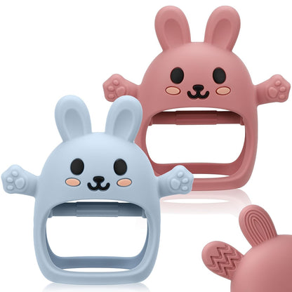 2 Pack Baby Teething Toy for 3-6 6-12 Months, Silicone Bunny Teething Mitten, Anti Drop Wrist Hand Baby Teethers 0 3 6 9 12 Months for Babies Sucking Needs