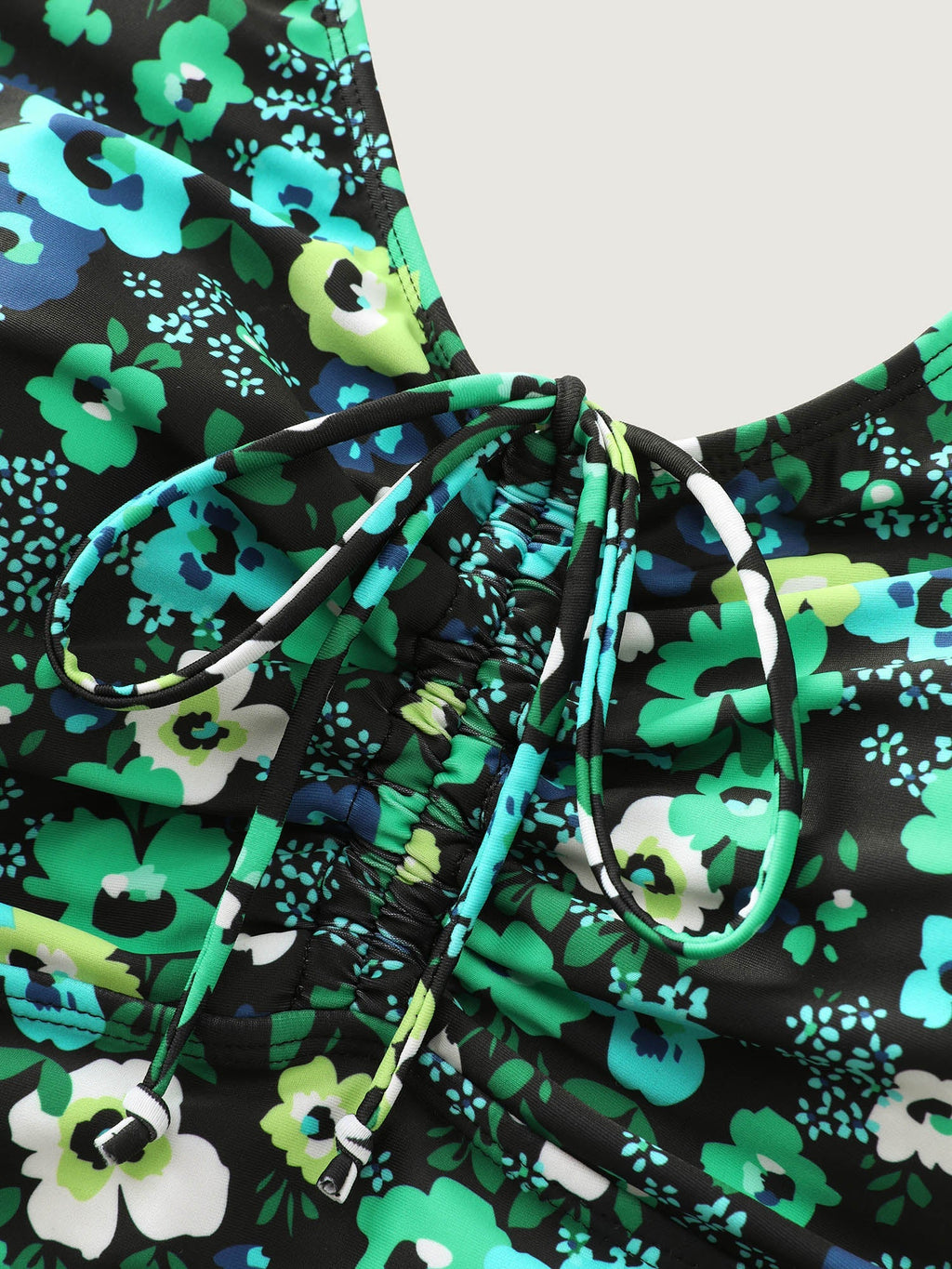Floral Mesh Tie Front Swim Dress