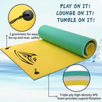 3 Layer Water Mat Floating Pad Foam Pad Island Water Sports Pad for Boats, Lakes, Rivers with StoraStraps for Adults Outdoor Water Activities 18x6 ft
