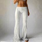 contrast flare casual pants