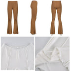 contrast flare casual pants