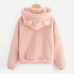 fluffy bear ear hoodie jacket