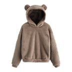 fluffy bear ear hoodie jacket
