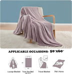 NEWCOSPLAY Super Soft Throw Blanket Light Purple Premium Silky Flannel Fleece Leaves Pattern Lightweight Bed Blanket All Season Use (Light Purple, Throw(50"x60"))