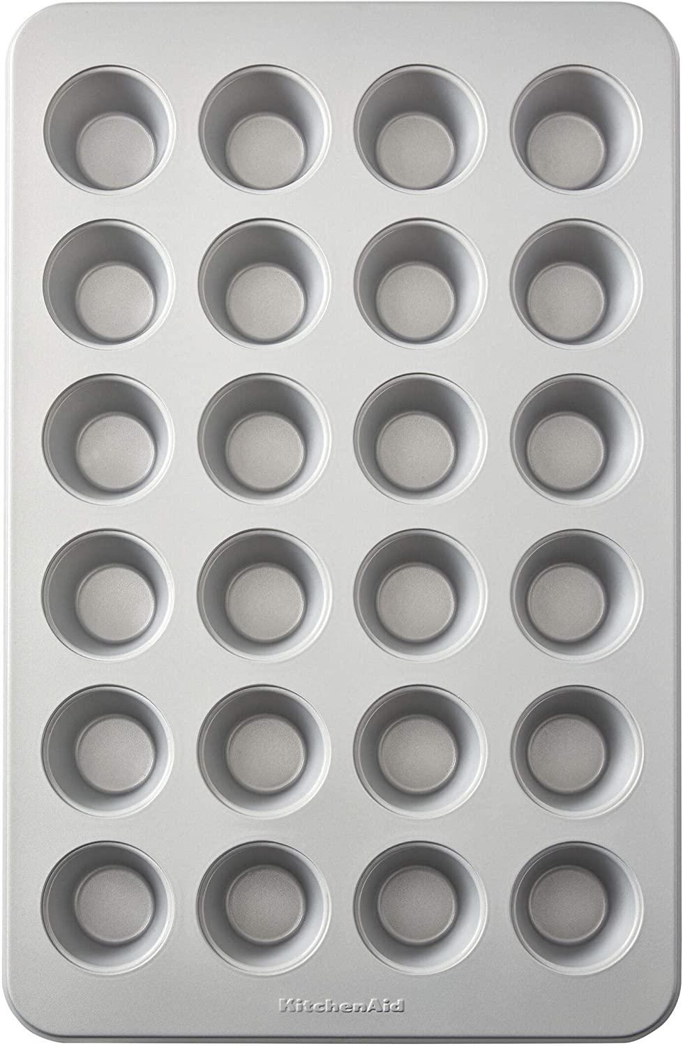 KitchenAid Nonstick Mini Muffin Pan, 24-Cup, Silver