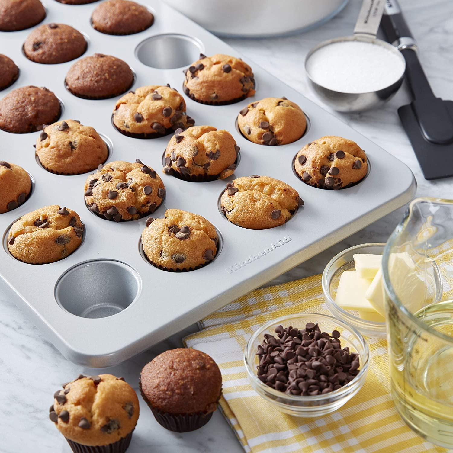 KitchenAid Nonstick Mini Muffin Pan, 24-Cup, Silver