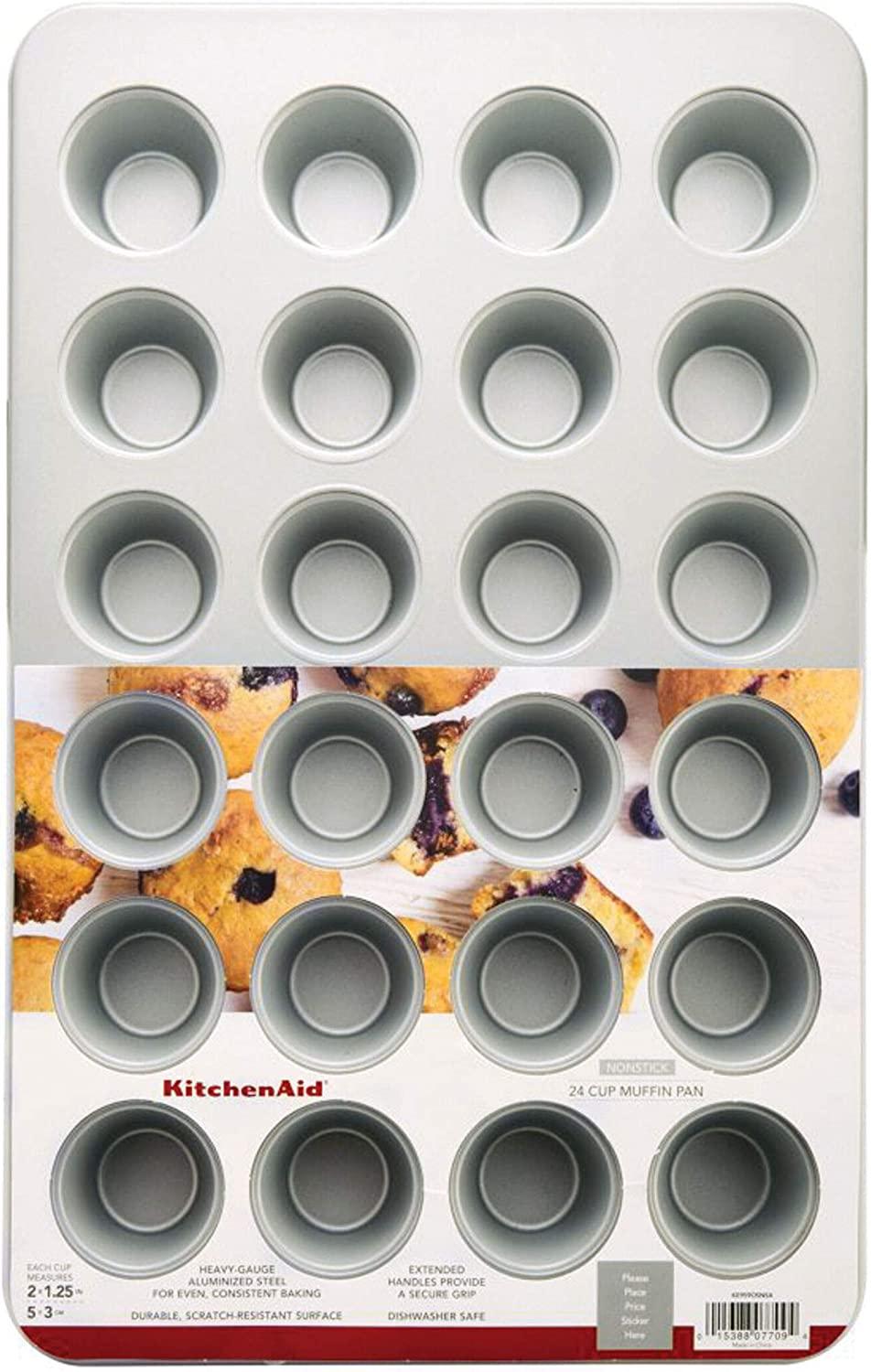 KitchenAid Nonstick Mini Muffin Pan, 24-Cup, Silver