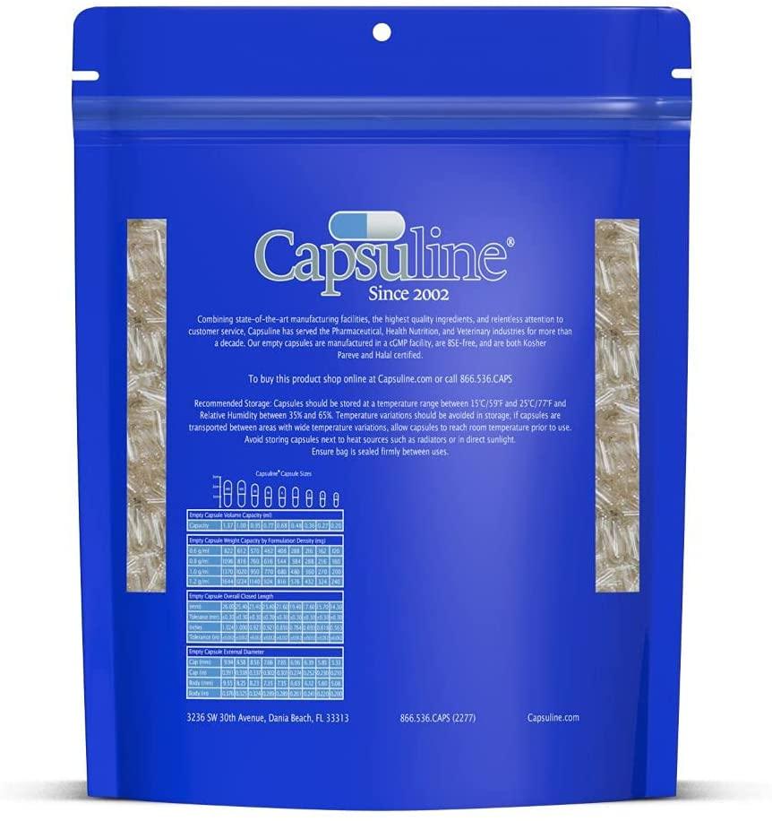 Capsuline - Size 0 Clear Empty Gelatin Capsules - 50000 Count - Manufactured in North & South America - Kosher & Halal Certified - Pill Capsules