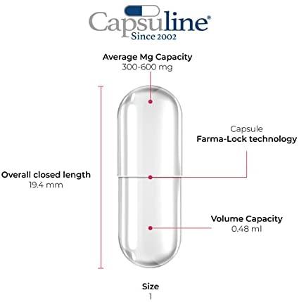 Capsuline - Size 1 Clear Empty Gelatin Capsules - 50000 Count - Manufactured in North & South America - Kosher & Halal Certified - Pill Capsules