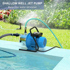 FOTING 1.6 HP Shallow Well Pump, 1215GPH Portable Irrigation Pump,  Steel Water Transfer Draining Sprinkler Pump for Lawn Garden