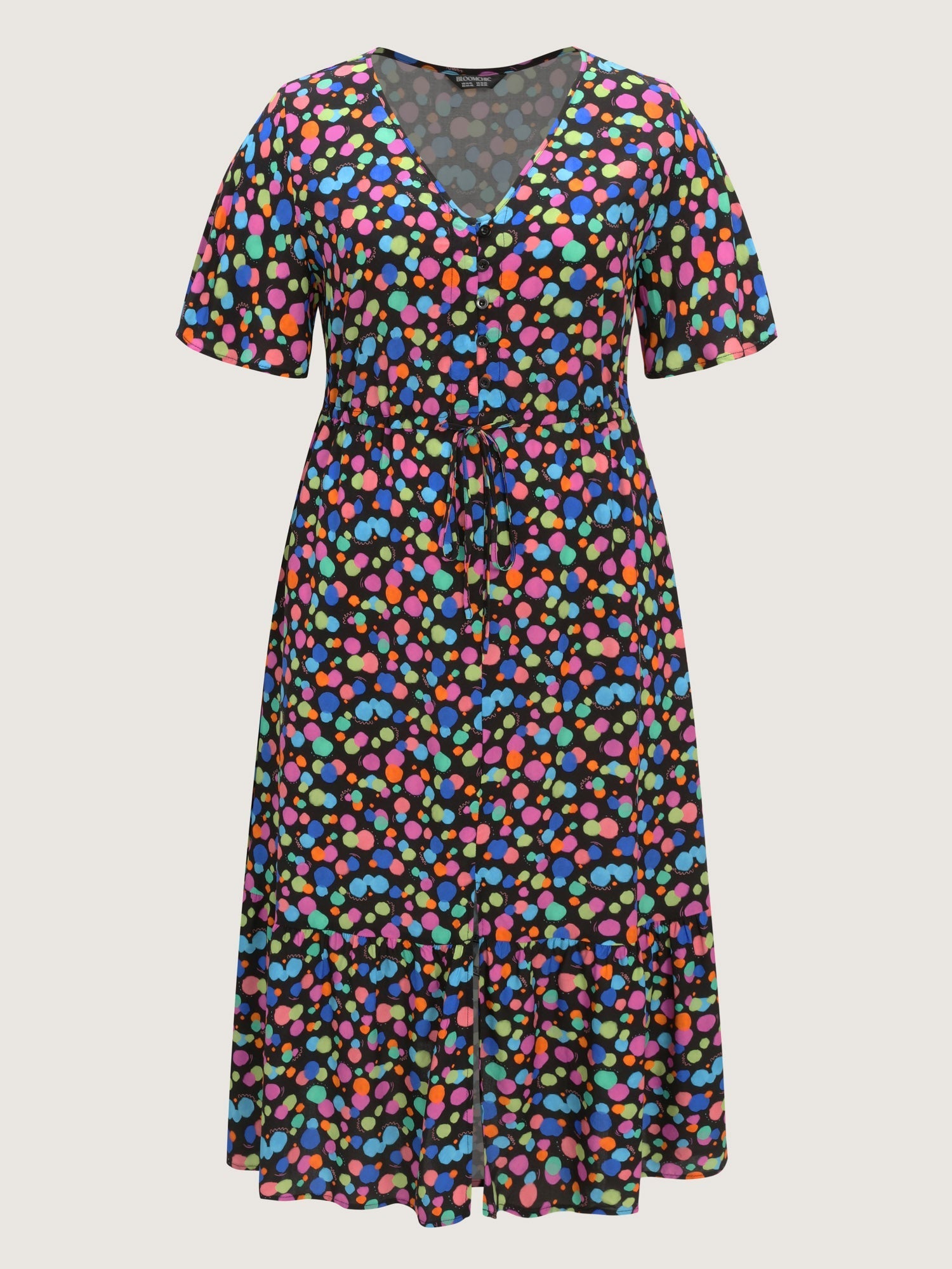 Multi-Color Polka Dots Print Midi Dress