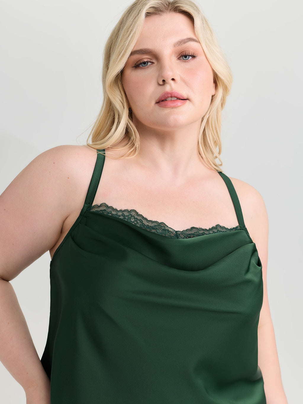 Cowl Neckline Lace Trim Two-Piece Lounge Set