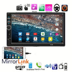 Car Audio System With This 7-inch Dual Spindle Universal LCD Touch Screen Stereo Radio Includes Rear View Camera USB/AUX/FM Remote Control MP4 Player