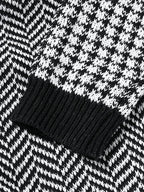 mens houndstooth pattern patchwork lapel button front knit casual cardigans