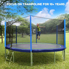Zupapa 15 14 12 10 8ft Outdoor Trampoline with 425lbs Weight Capacity for Kids Adults,Trampolines with Sprinkler Safety Enclosure Net