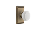 Studio Plate 2-3/8 in. Backset Antique Brass PassaHall/Closet Waldorf White Milk Glass Door Knob