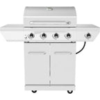 4-Burner Propane Gas Grill in  Steel with Side Burner